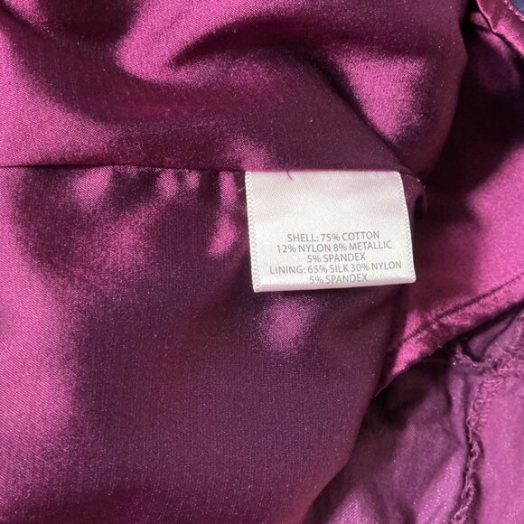 Eileen Fisher Cotton Silk Steel Stretch Shirred Purple Red Dress 10 - Picture 7 of 7